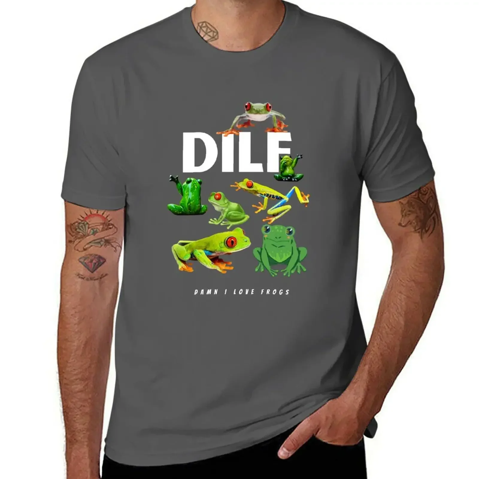 DILF Damn I Love Frogs TShirt Blouse summer tops cute tops mens white t shirts manga vintage anime clothes mens designer outfits