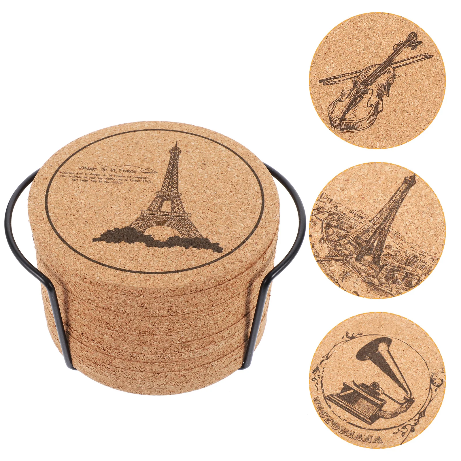 

1 set Cork Coasters Non-Slip Drink Coaster Set For Coffee Tea Wine Glasses Heat Insulating Cup Mat Kitchen Table Wood Coaster