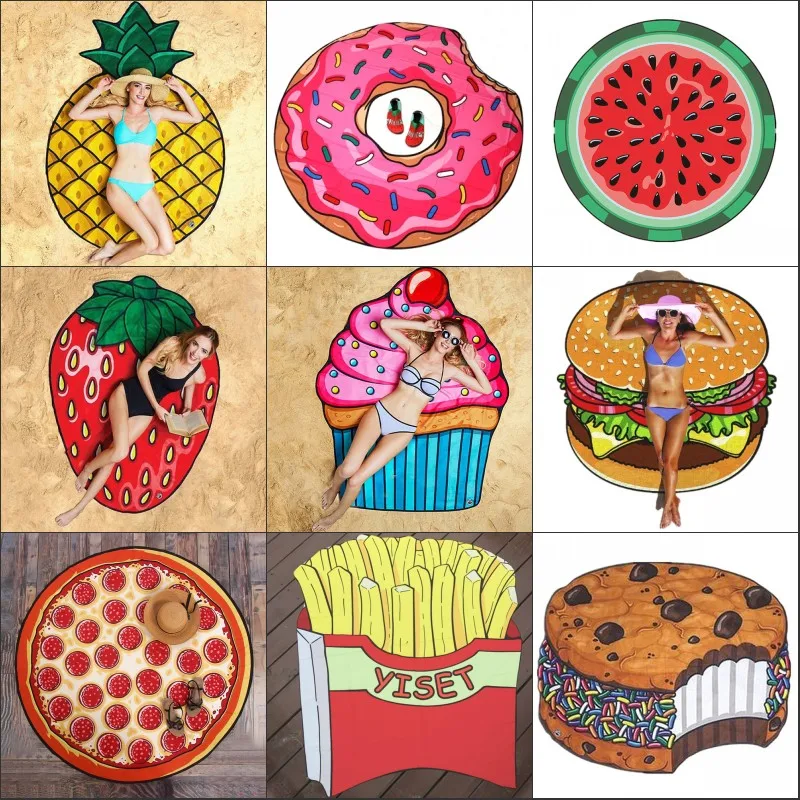 

round Donut Beach Towel Travel Mat Baund Cloth Sea Coast Holiday Beach Blanket Soft Absorbent Swimming Pool Bath Towel