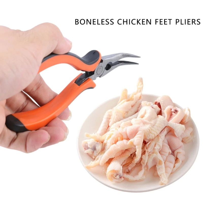 367D Handheld Chicken Bone Pliers with Curved Nose & Spring Mechanism Suitable for Quick Duck Feet Efficient Poultry Deboning