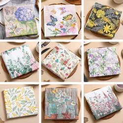 20Pcs/pack 33x33cm Flower Printed Paper Disposable Table Dinner Napkin Tissues Wedding Party Decoration