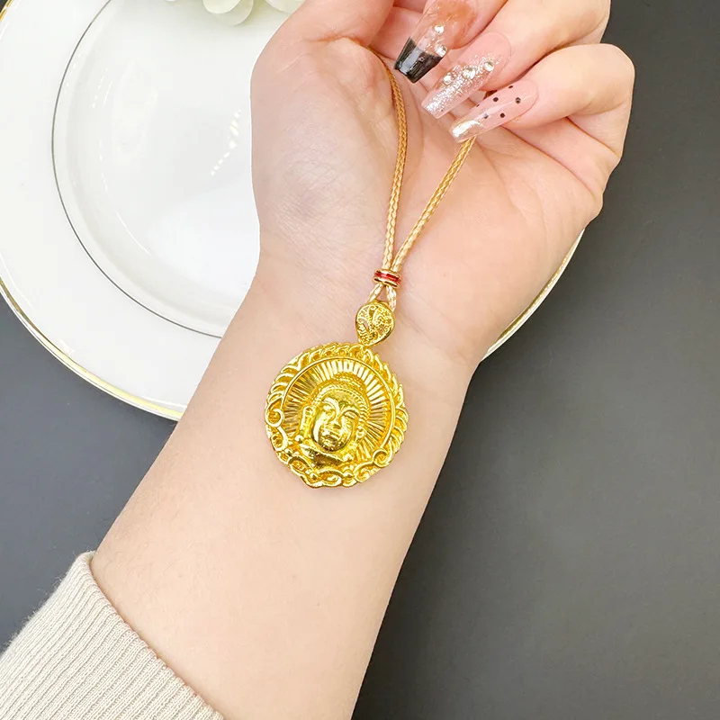Unisex Tathagata Buddha Flame Pendant Necklace 24K Gold AU999 - Unisex style, warm 24K luster, AU999 guarantee for steady taste