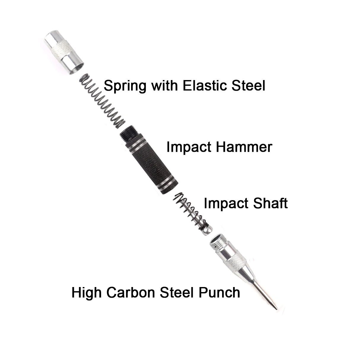 1pc 5/6inch Automatic Center Punch Spring Loaded Marking Starting Holes Tool High Speed Steel Automatic Centre Punch Dot Punch