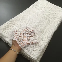 New White Nigeria Milk Silk Lace Fabric 2023 High Quality African Guipure Cord Net Lace Fabric For Wedding Party Dress PJFT2201A