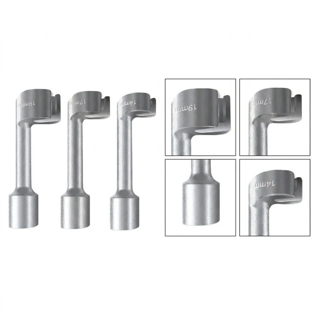 3PCS Diesel Fuel Line Socket Kit Compatible with Common Rail Injection Systems Featuring 14mm 17mm 19mm Bent Handle Sockets