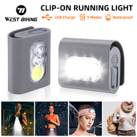 WEST BIKING Waterproof COB LED Running Lights With Clip USB Rechargeable Collar Light for Running Camping Cycling Night Light