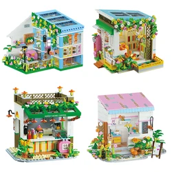 Flower House Building Block Sets, Girls Mini Greenhouse Apartment Dreamhouse Study Reading Room Bricks Kit Christmas Xmas Gifts