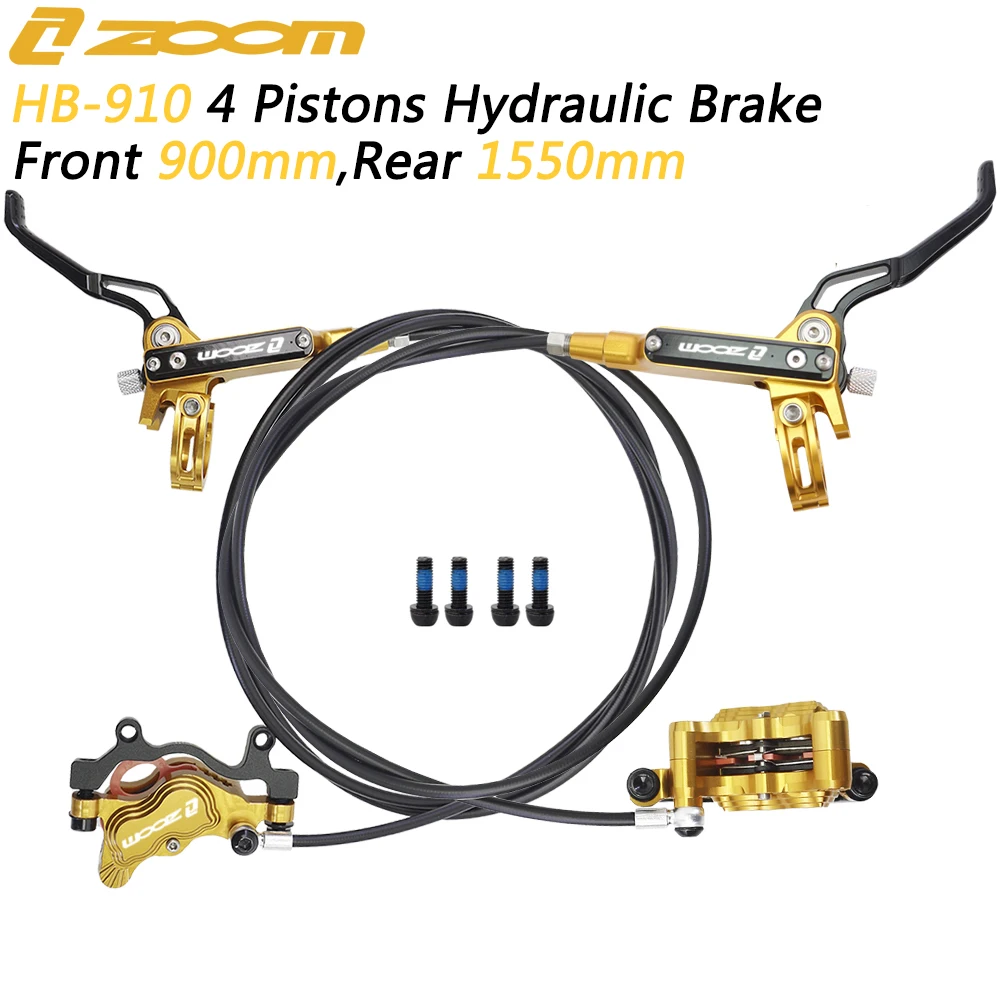 

ZOOM HB-910 4 Pistons Hydraulic Disc Brake Front 900mm Rear 1550mm for MTB Bike Hydraulic Brakes Bicycle Parts