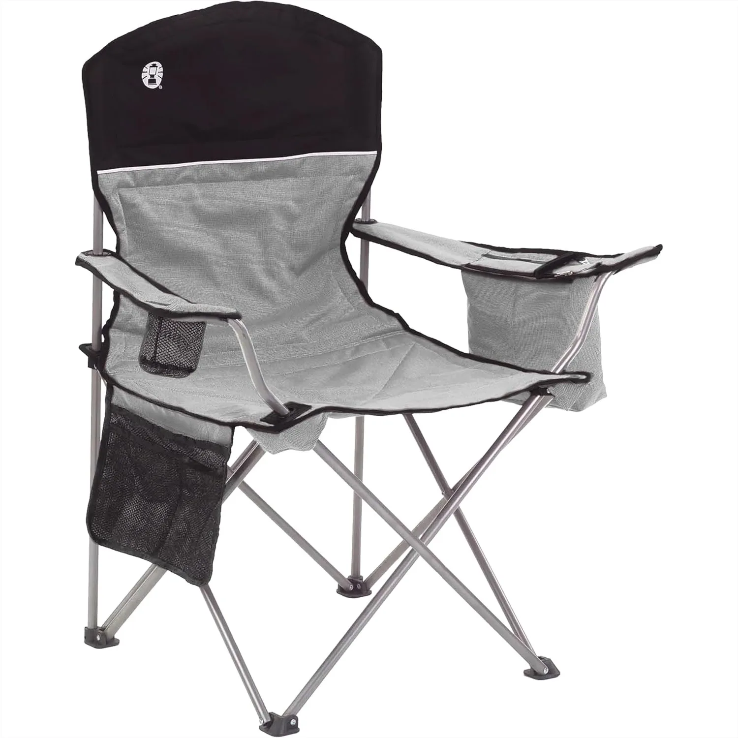 

Portable Camping Chair With 4-Can Cooler And Cushioned Seat, Side Pockets And Cup Holder, Carry Bag Included, For Outdoor Camping And Tailgating