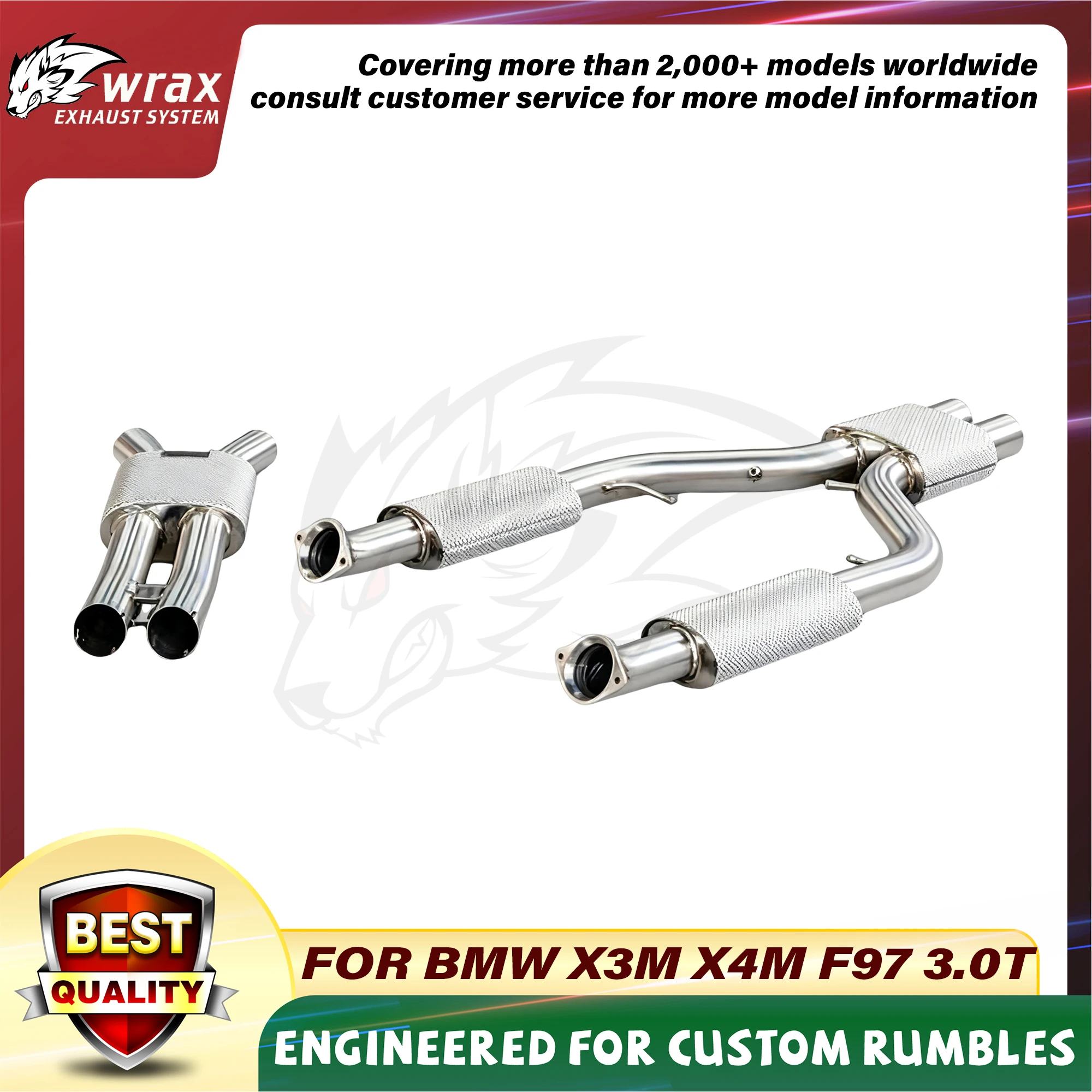 

WRAX Sports Exhaust for BMW X3M X4M F97 3.0T SS304 Middle Pipe with Heat Shield Plug & Play Lossless Installation
