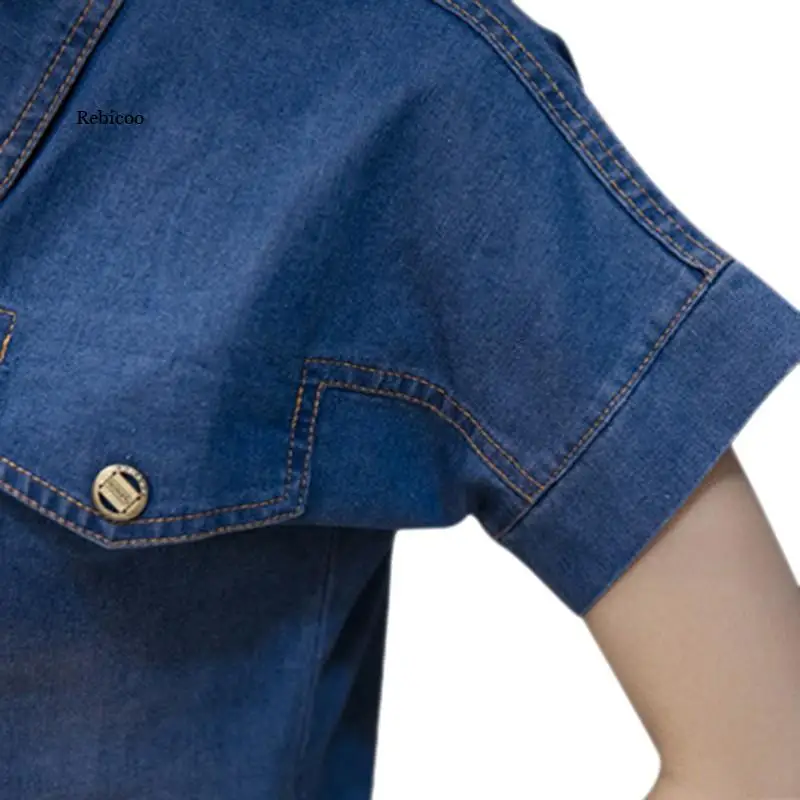 Women Denim Dress Female Summer Clothing   Women Jeans Dress Elegant Casual Cowboy Dresses retro dresses