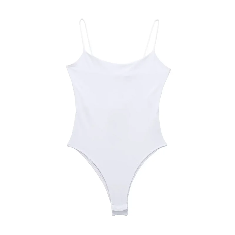 HXAO Women\'s Bodysuit 2024 Summer Sexy Elegant Knitted Bodysuit Ladies Fashion Casual Sleeveless Backless White Black Slip Top