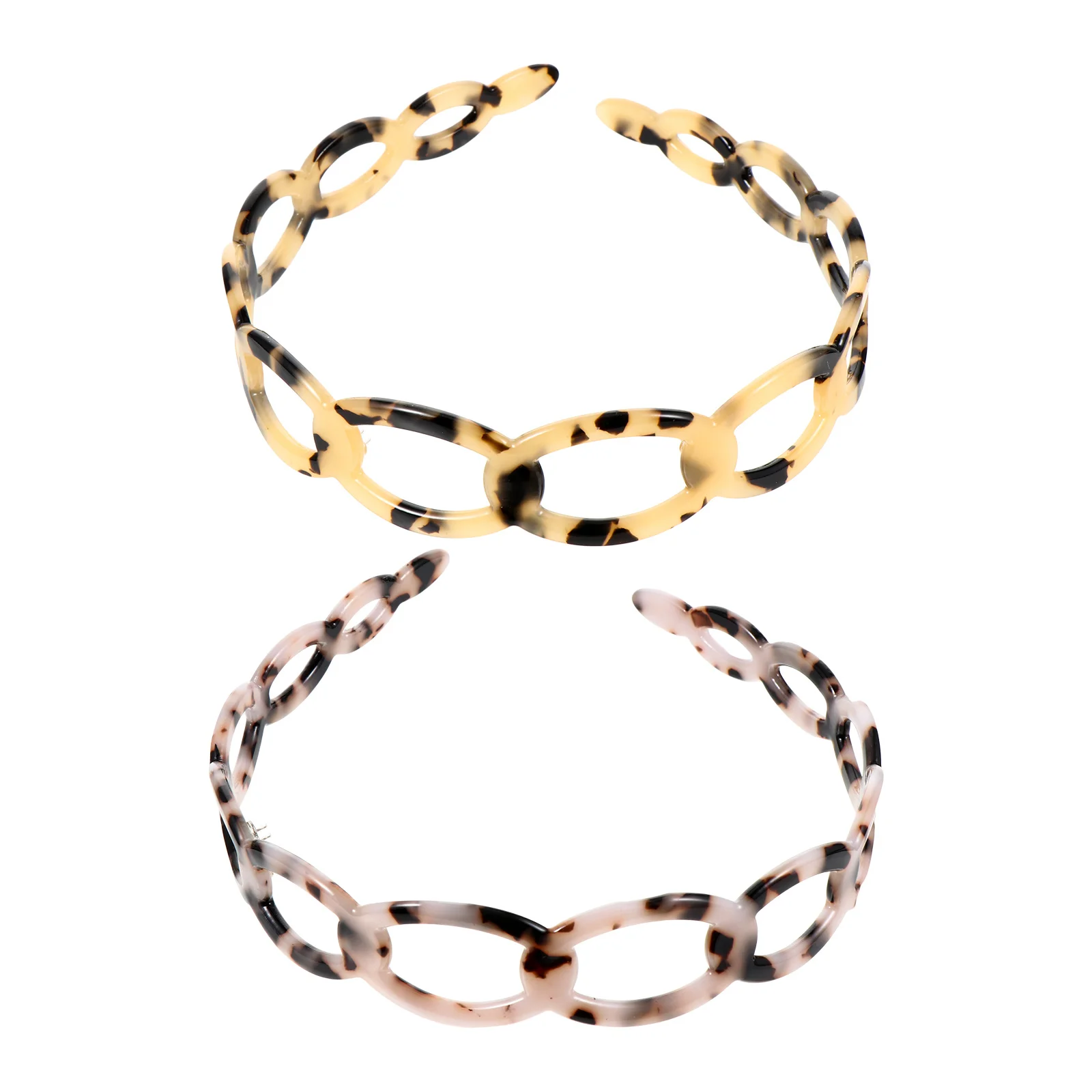 

2Pcs Women Headband Fashion Tortoiseshell Hair Hoop Hollow Out Teeth Design Easy Match Hair Bands for Holiday Gift and