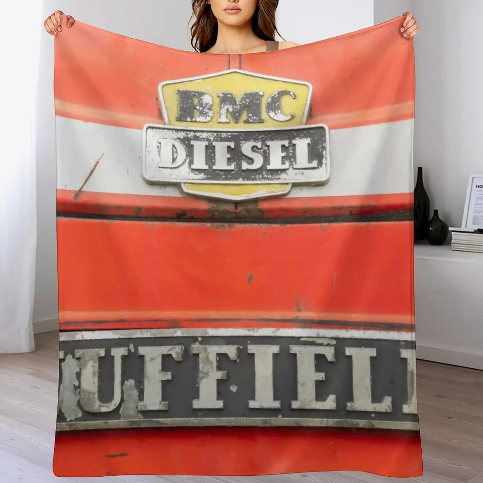 Vintage Nuffield Tractor Badges Throw Blanket Bed linens christmas gifts Blankets