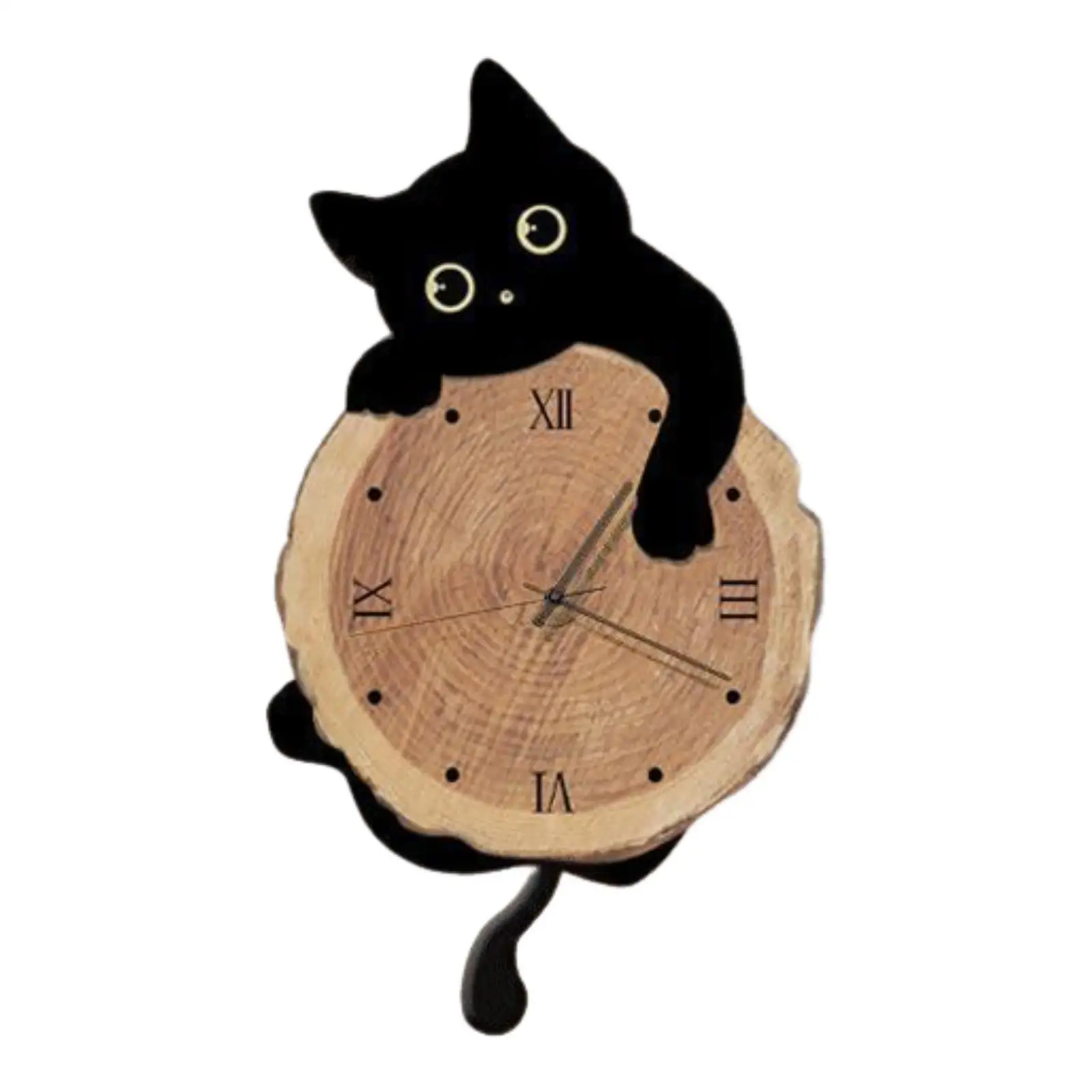 Cat Themed Decorative Analog Wall Clock Silent Operation for Living Room Wall Decoration Modern House Decor