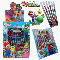 12Pcs Super Mario Bros penna a inchiostro Gel penna Gel nera 0.5mm forniture per ufficio scuola Anime cancelleria per cartoni animati Set di penne per bambini regali per bambini