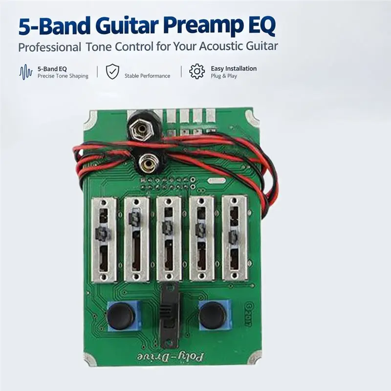 CGDS-Piezo 5-Band EQ Acoustic Guitar Pickup Active/Passive Switchable Preamp Pickup Equalizer Tuner - view 4