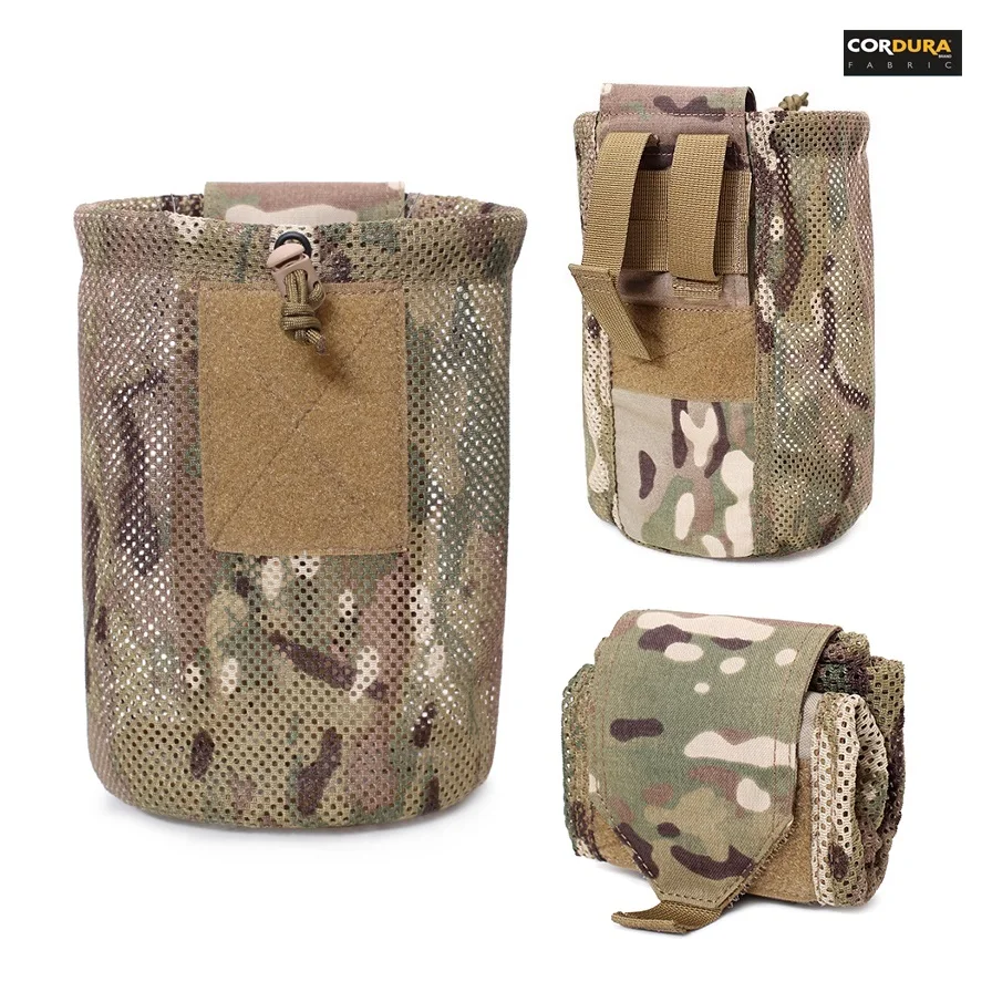 

Outdoor Tactical Molle Dump Waist Pouch Roll-Up Drawstring Magazine Utility Folding Bag Mesh Foldable EDC Pocket 500D CORDURA