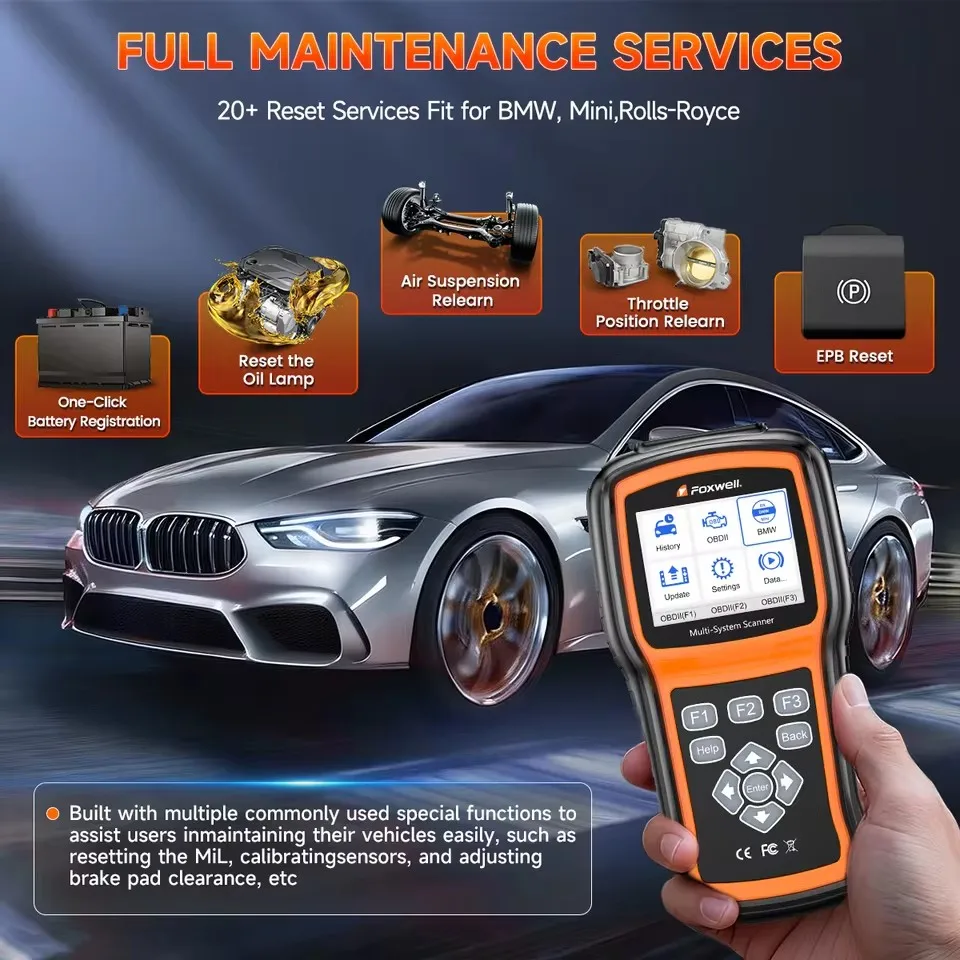 FOXWELL NT530 OBD2 Car Scanner All System ABS SRS EPB DPF Oil Reset Bidirectional Control OBD 2 12V Auto Diagnostic Tool for BMW