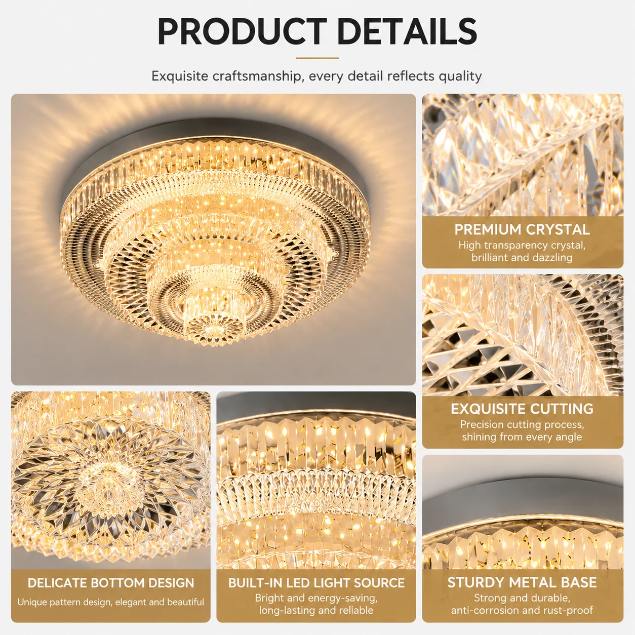 Modern Led Ceiling Lamp Crystal Circle Square 50W 80W Ceiling Lights For Bedroom Living Room Decoration Voltage 85-265V