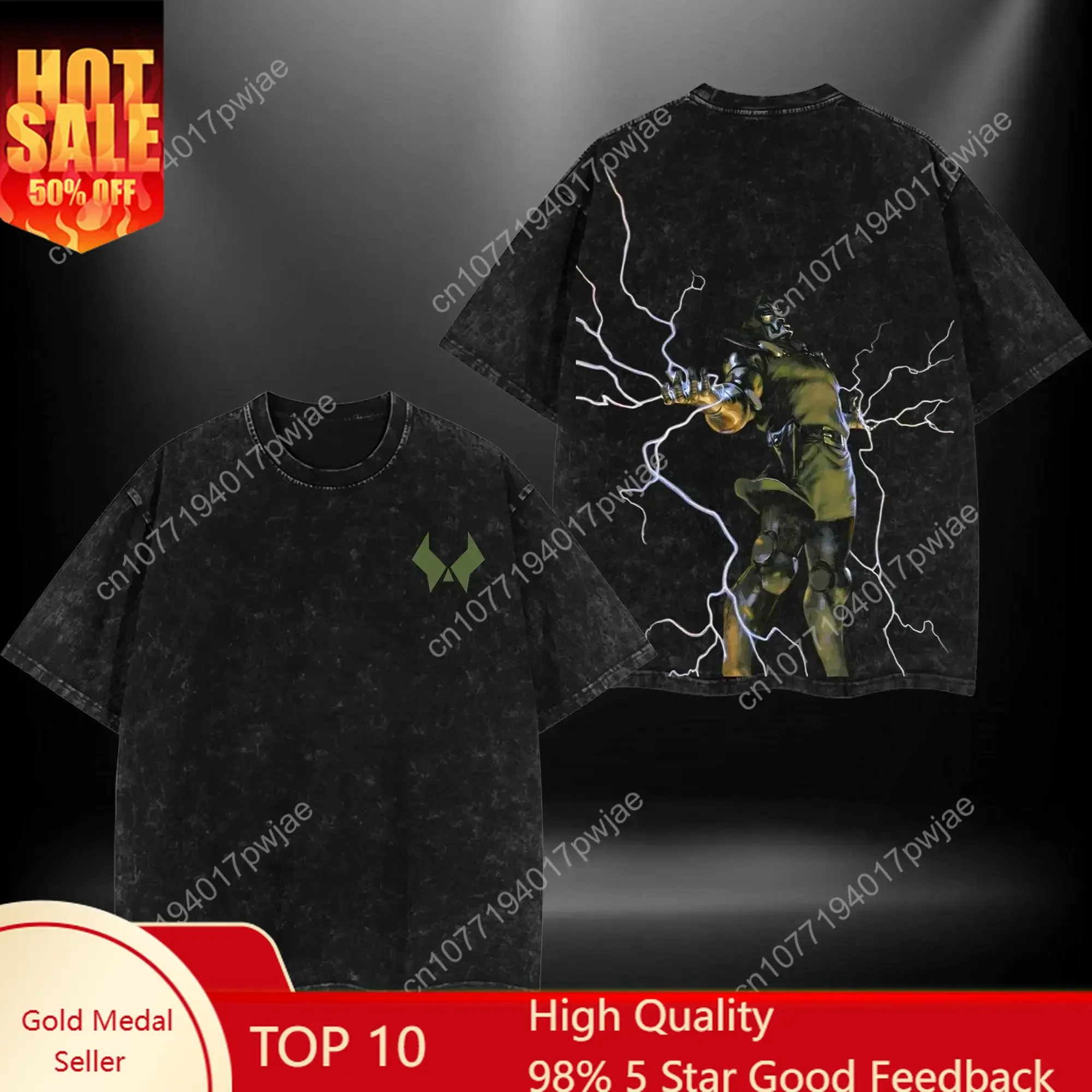 Camiseta Oversize de Algodón con Doble Estampado de Dr. Doom Estilo Oscuro de Marvel, Lavado Ácido, Diseño Gráfico de Programa de TV, Regalo para Amantes de los Cómics