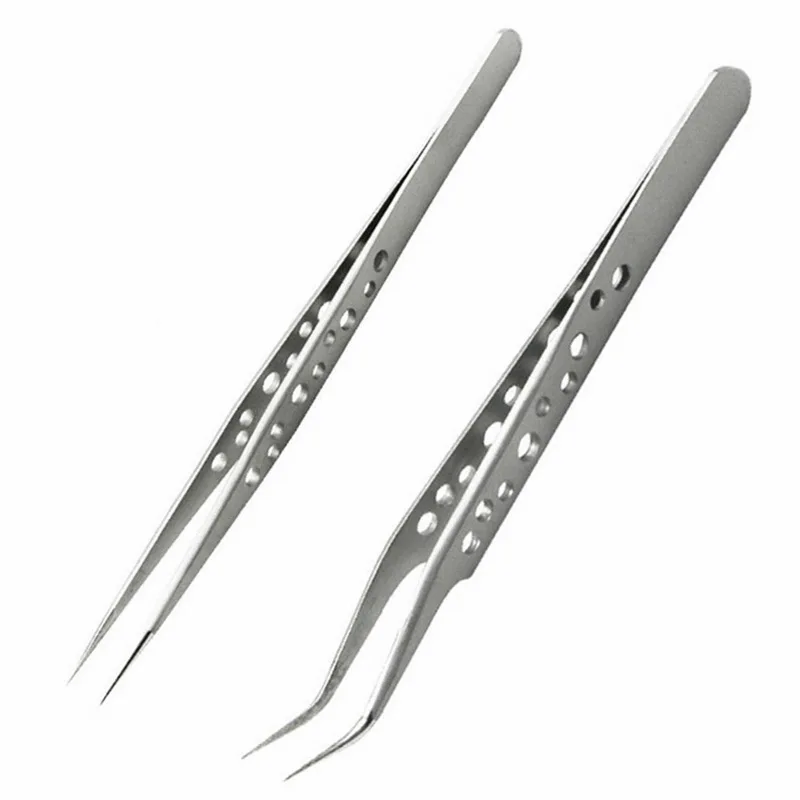 Precision Industrial Tweezers Anti-static Magnetic Stainless Steel Tweezers Set For Electronics Soldering Maintenance Hand Tools