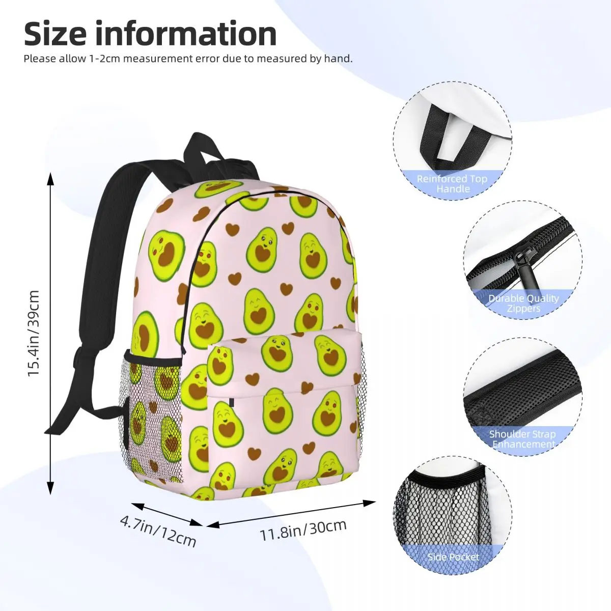 Love Green Avocado Plant Fruit Pattern Backpacks for Women Men Water Resistant College School Bag Print Bookbags