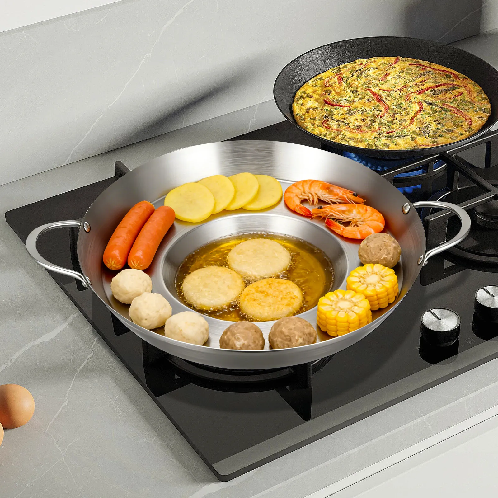 

Кухонная сковорода для жарки, плоская вогнутая сковорода для закусок, сковорода для стир-фрай, посуда для приготовления пищи, сковорода для стейков, гриль-сковорода, кастрюля