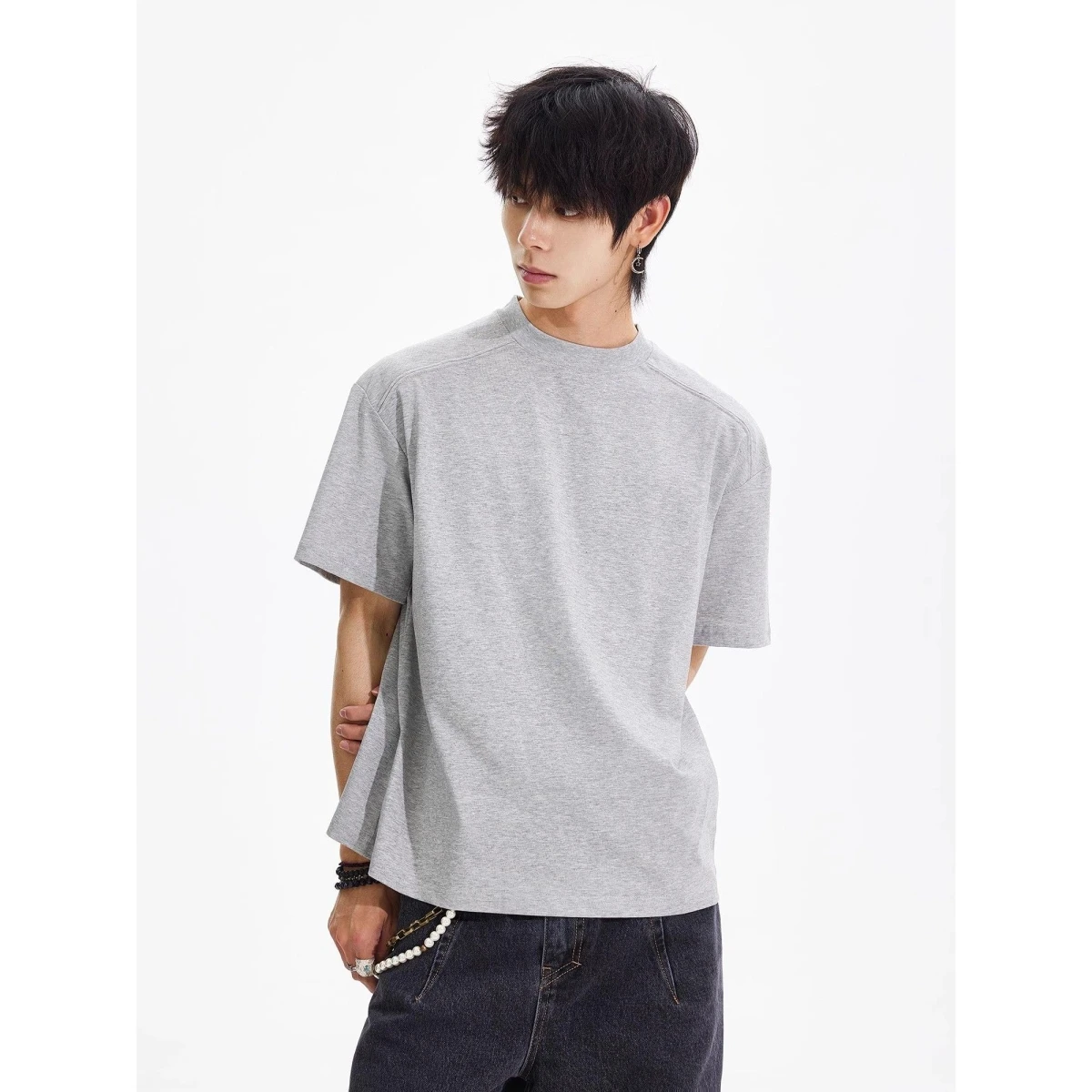 

Loose Korean Sle Spor Polyester T-irt Men's Breathable Qui Dry ort Sve Training Top Summer Casual round Ne