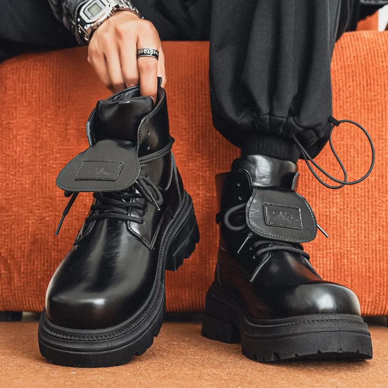 أحذية ديربي للرجال لخريف وشتاء 2025: أحذية ذات نعل سميك لزيادة الارتفاع ورأس كبير ونعل سميك عالي الجودة. #6