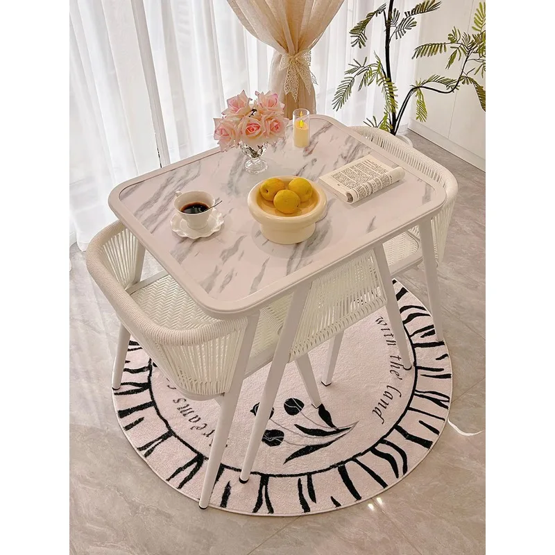 

Balcony small table and chairs, rattan chair three-piece combination modern and simple home tea table and chairs