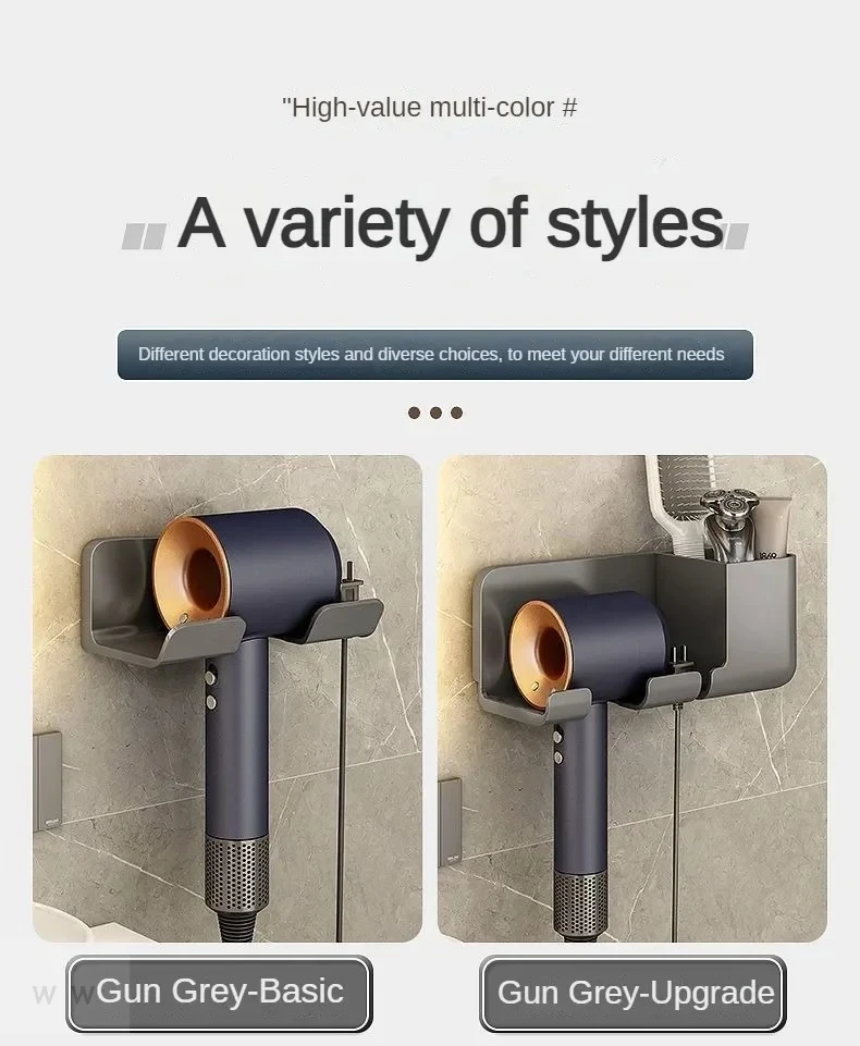 1 Wall Mounted Hair Dryer Bracket Bathroom Shelves Punch-free Drilling Storage Rack Space Saving Care Tools No Punching Air Duct image 4