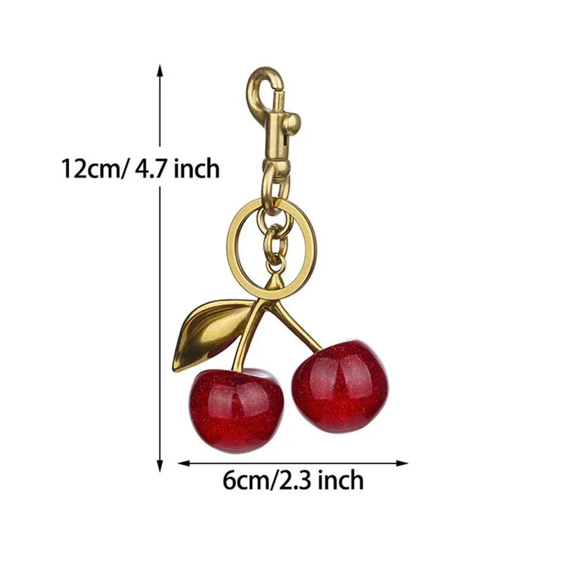 Designer Fashion Cherry Keychain Exquisite Women\'s Internet-famous Handbag Pendant High-Grade Individualized Bag Accessories