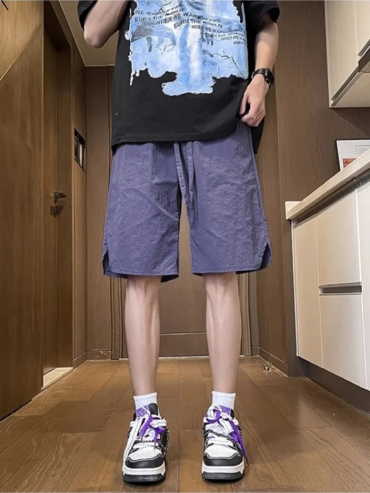 

Ice Silk Men's orts Summer Thin Qui Dry Casual Beach Five-Point Pants Trendy Versatile Sports Mid-Pants Breathable Loose Fit