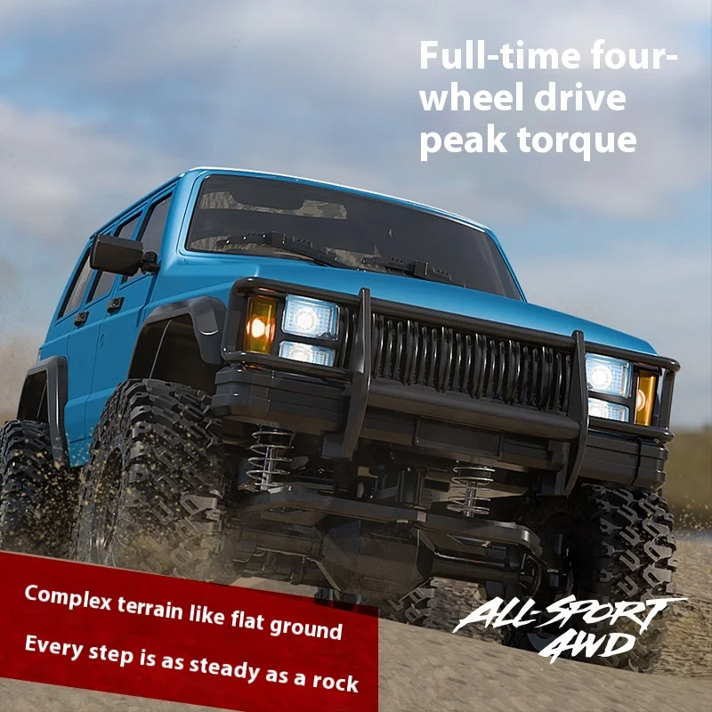 Produto quente 1:18 simulação cherokee escalada carro ligação luzes rc completo proporcional carro de controle remoto fora de estrada veículo presente