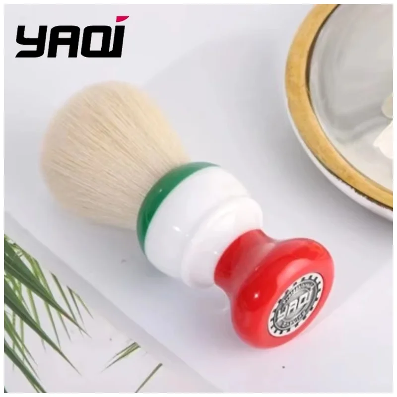 YAQI Mens Gift Freedom Italian Flag 24mm Cashmere Wet Shave Tools Synthetic Knot Mens Shaving Brush Best Gift for Men