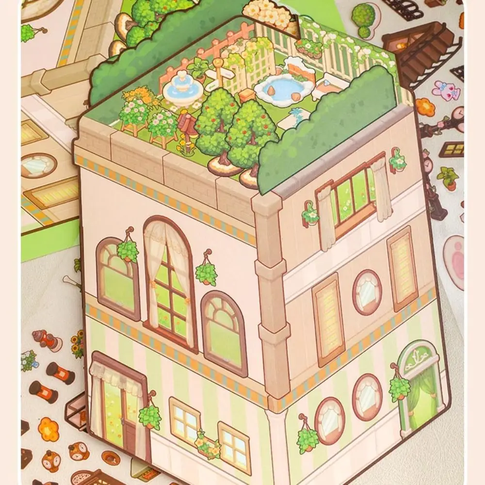 

Новые ПЭТ 3D наклейки для ландшафтного дизайна, тройные мультяшные визуальные штабелируемые наклейки, 3D DIY миниатюрная наклейка сцены