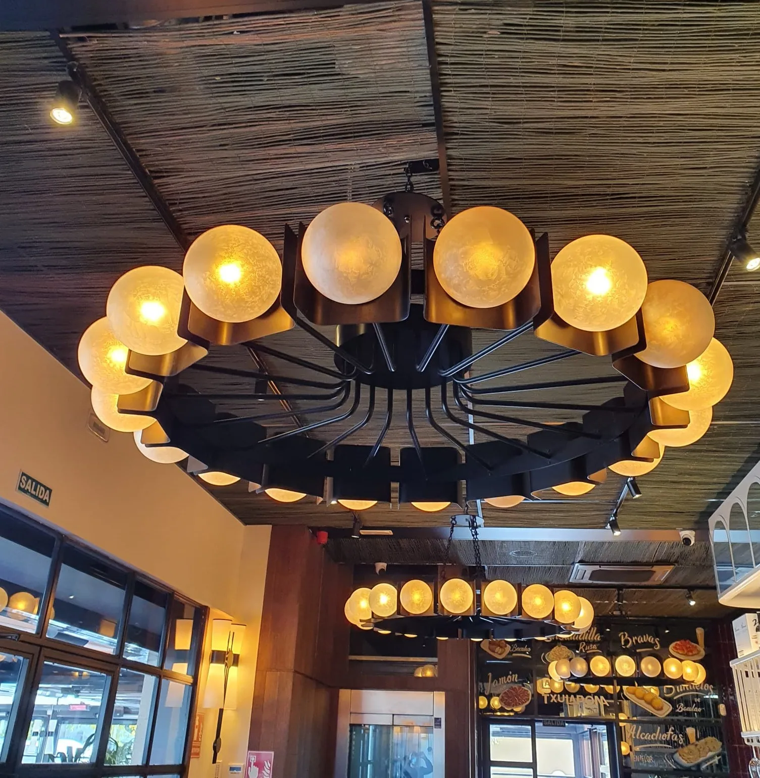 Vintage Chandelier Ceiling Light with Opal Glass Ball Gold Brass Base