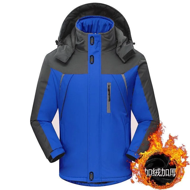 2024 Autumn and Winter New Fashion Waterproof Outdoor Sports Hooded Coat Men\'s Casual Loose Plus Fleece High Quality Trench Coat