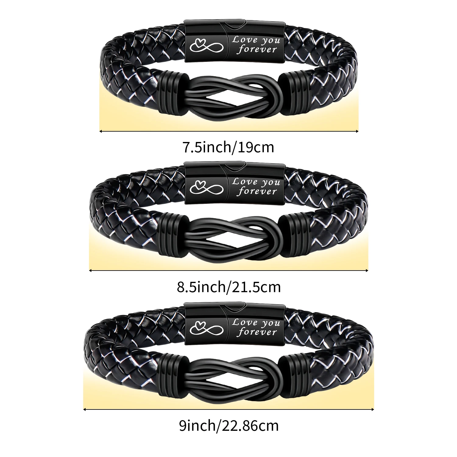 قطعة واحدة من سوار مغناطيسي جلدي مخصص للرجال - هدية منقوشة للزوج/الصديق مع بطاقة #2