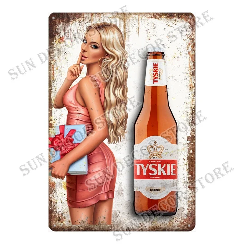 Poland TYSKIE Beer Brand Vintage Metal Tin Signs Retro Funny Poster Decor For Bar Pub Club Man Cave Wall Decoration A-1607C