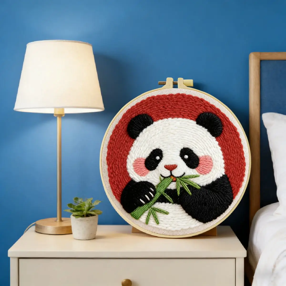 20X20CM/7,87 Zoll Panda Punch Needle Stickerei-Set, Stickerei-Kit, Gestrickte Stickerei, DIY Handgemachtes Geschenk, Heimdekoration – Detail 2