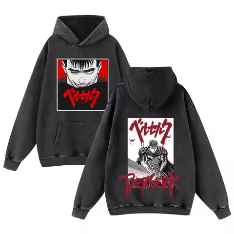 2024 Autumn new high quality hot sell hot sell wash vintage do old pure cotton sword wind legend Berserk hoodie men and women