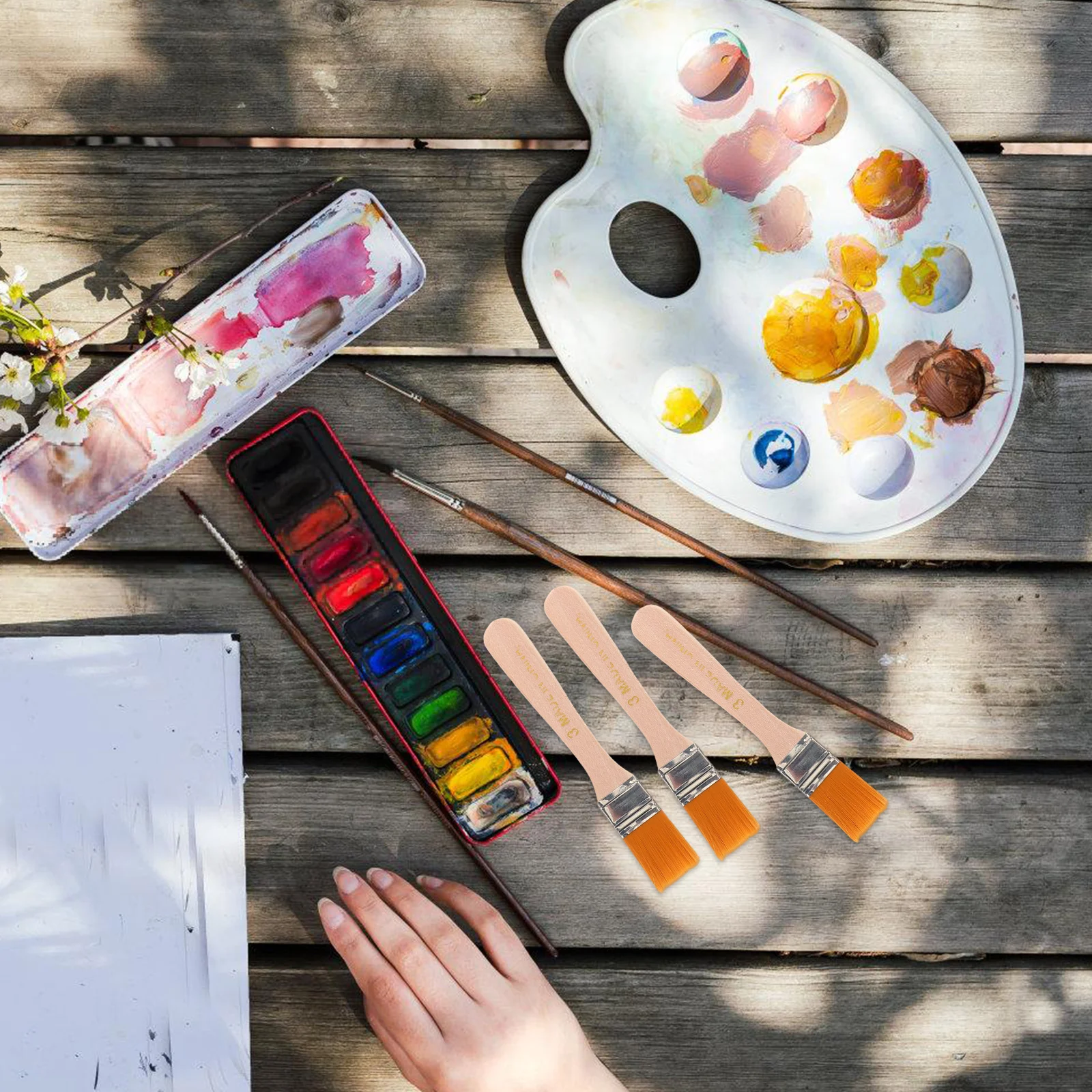 

6pcs Wood Handle Paint Brush Set For Trim Wall Cabinet Edge Painting Tools Small Nylon Brushes Furniture Fence Touch Up Durable