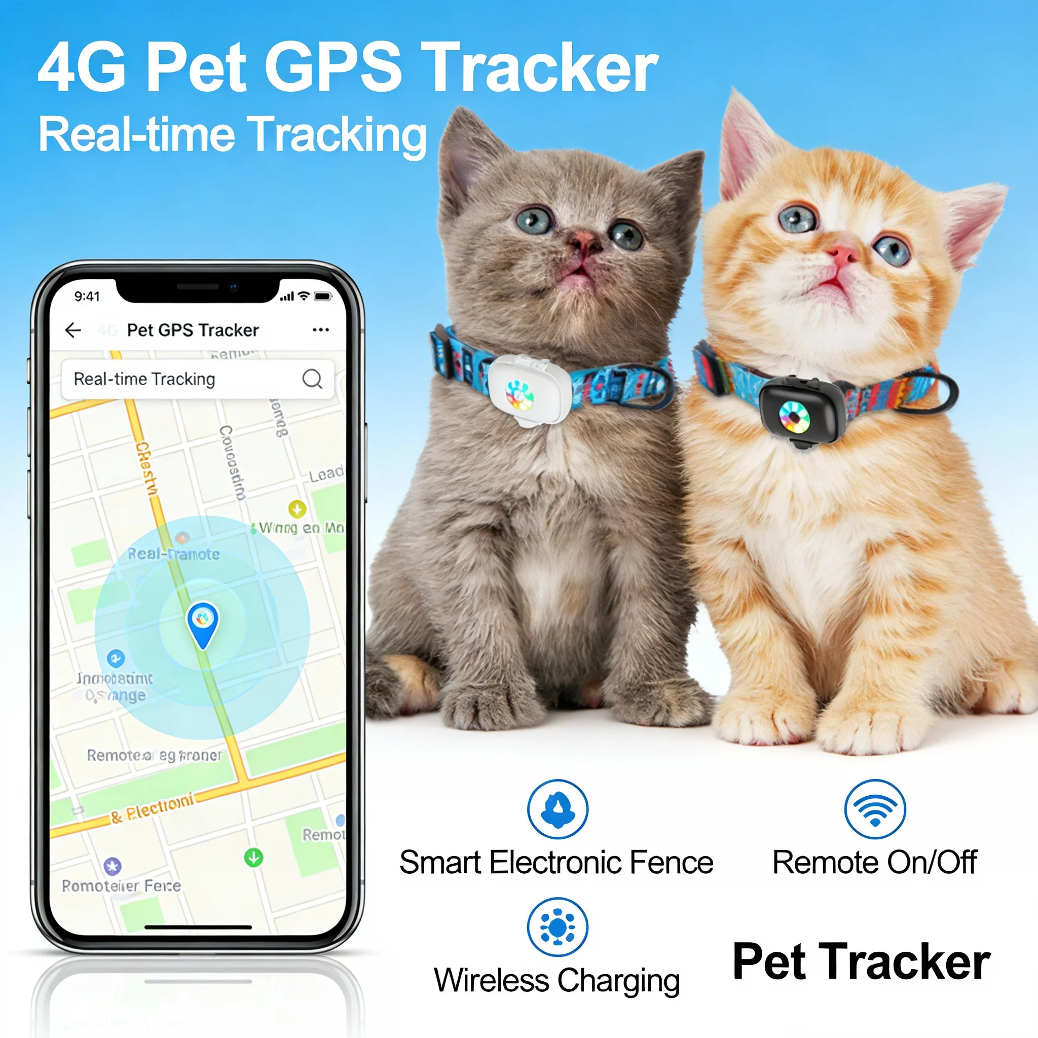 4G Pet GPS Positioning Device, Intelligent Activity Tracker, Anti-Loss Device, Support Wireless Charging, Cow and Sheep