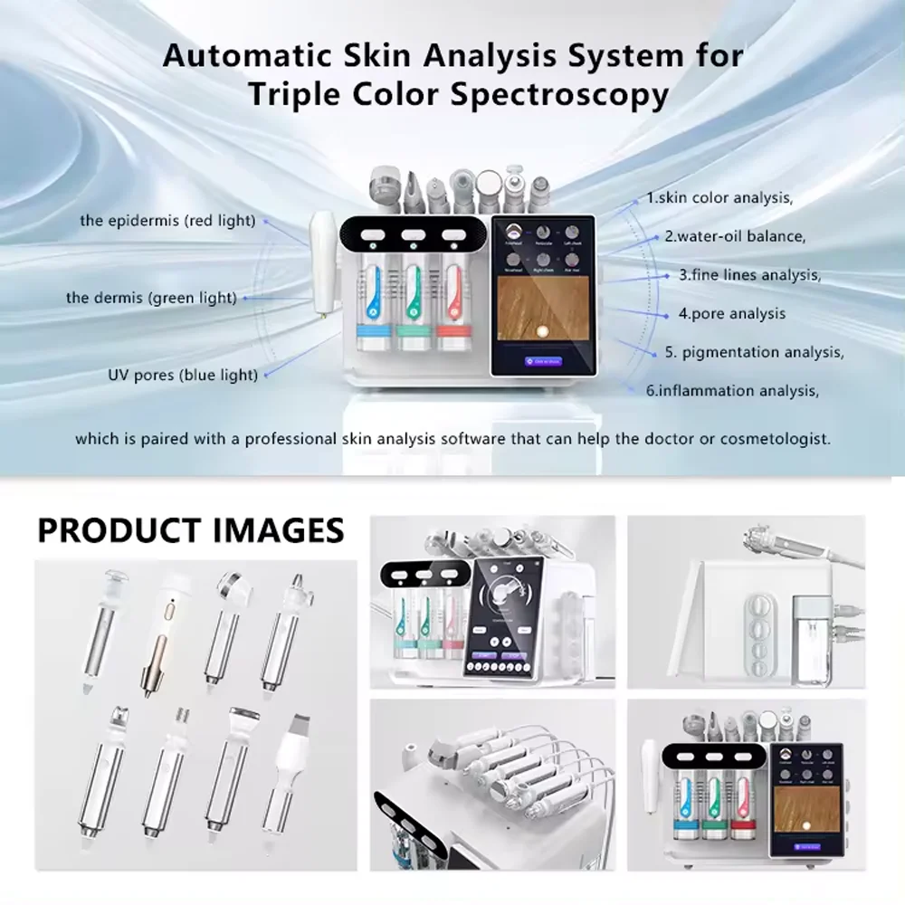 Korean New Face 8 in 1 Small Bubble Facial Skin Management Machine Hydradermabrasion Deep Cleansing Ultrasonic Face Lifting