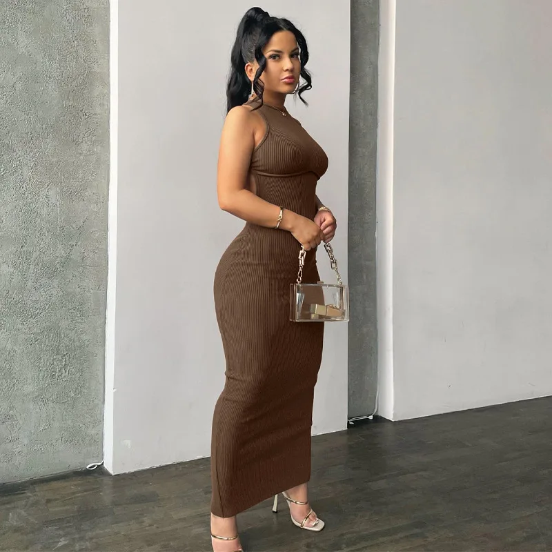 Hawthaw – robe longue noire moulante pour femmes, tenue de soirée, Club, soirée, vacances, vente en gros, articles pour affaires, été, 2024 227851 W