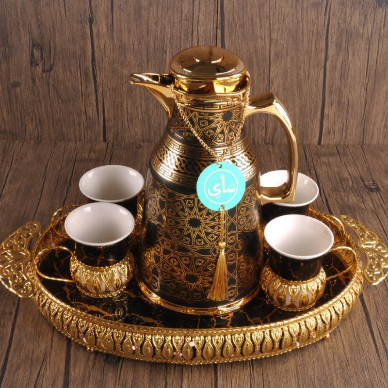 

Middle Eastern style Dubai Arabian high-end thermos bottle thermos pot coffee pot set CAG-10B/W/F-8PCS