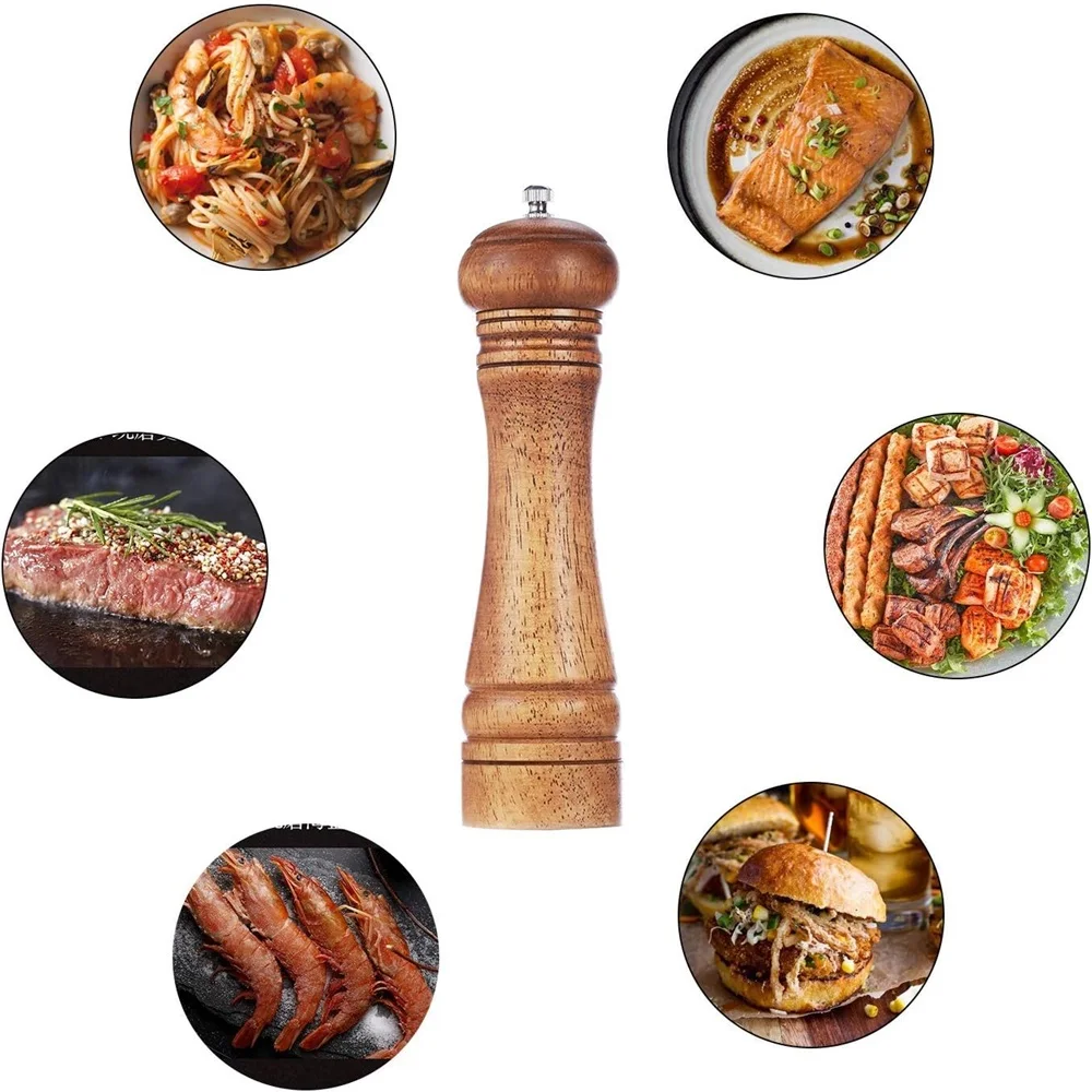 8 Inch Manual Wooden Pepper Grinder Multi-Function Spice Tool Solid Wood Spice Grinder Ceramic Grinding Core Home Kitchen  Tool