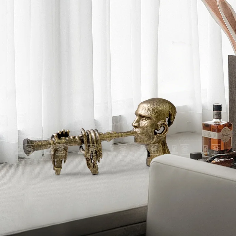 Abstract Flute Player Decorative Figurine for Modern Minimalist Retro Style Living Room Entryway TV Cabinet Home Decoration